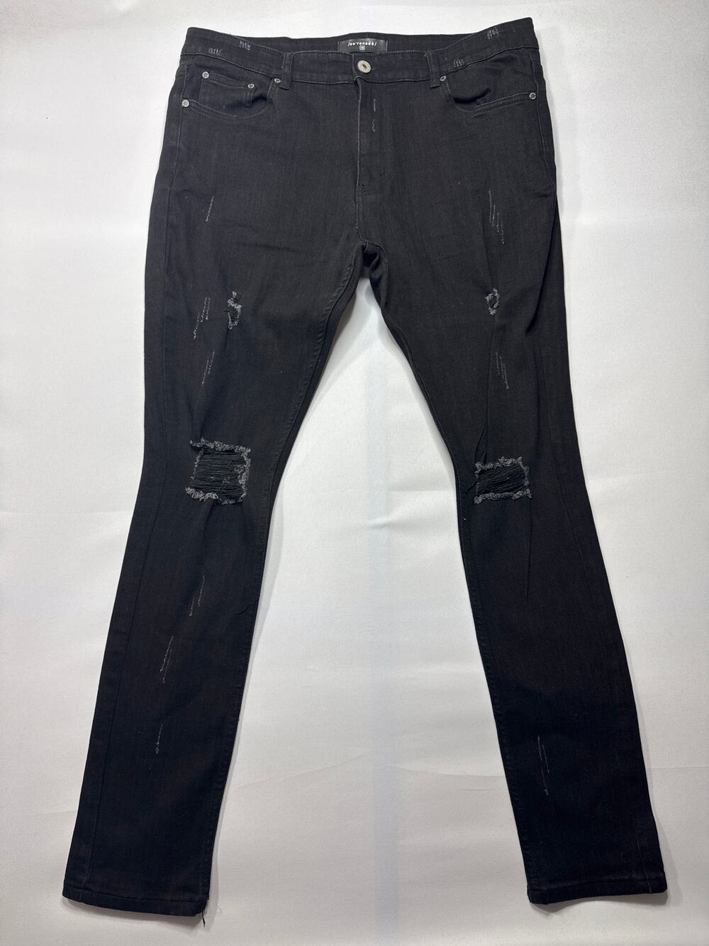 Serenede Men's Slim Fit Skinny Leg Black Jeans - Size 38 (38x32.5)*